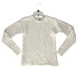 IRO Paris Genna Alpaca Blend Sweater White Loose Knit Crew Pullover Small $349